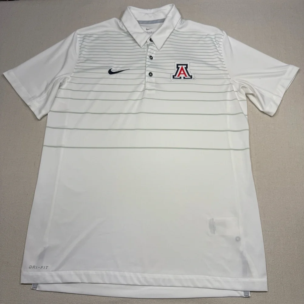 Nike Men's White Polo Shirt with U of A Logo - Size Medium